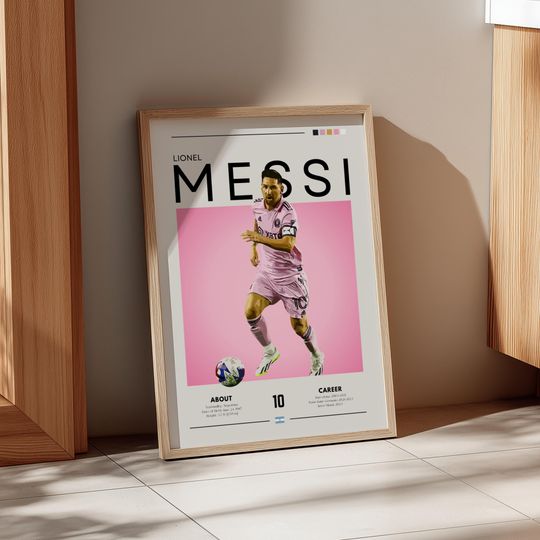 Discover Lionel Messi Inter Miami Poster: Retro Soccer Wall Art