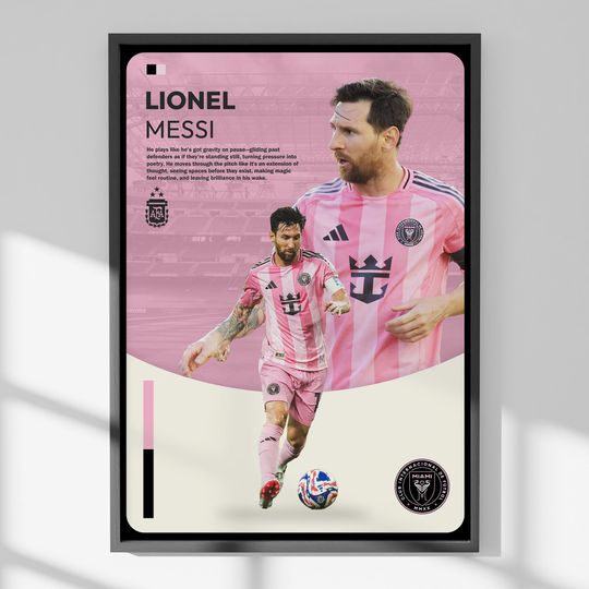 Discover Lionel Messi Inter Miami Print: Pink Jersey MLS Art (Digital Download A3 Size)