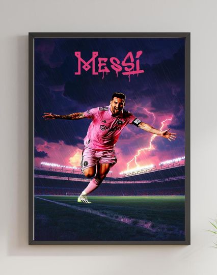 Lionel Messi Inter Miami Vertical Poster Soccer Fan Art