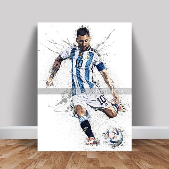 Discover Lionel Messi Poster, Argentina World Cup, Canvas Wrap, Wall Art Print, Kids Decor, Man Cave Gift, Sports Art