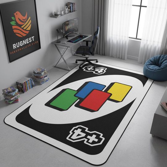 Uno Game Rug: Washable Game Room Rug, Kids Play Mat