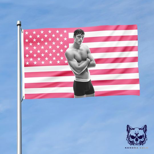 Discover Jacob Elordi Pink Flag Tapestry | Celebrity Wall Art | Euphoria Fan Decor | Movie Star Bedroom & Dorm Wall Hanging | Lover Gift Flag Poster