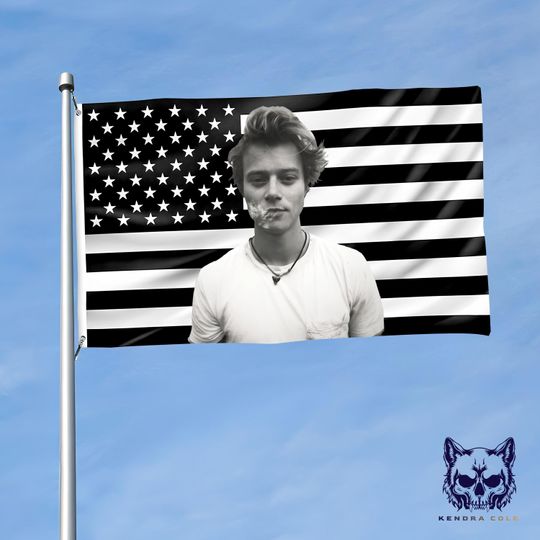 Discover Rudy Pankow Black Flag Tapestry | OBX Wall Art | Celebrity Fan Decor | Bedroom & Dorm Wall Hanging | Custom U.S. Flag Poster