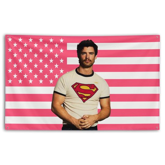 Discover David Corenswet Pink Flag Tapestry Retro Logo Indoor Wall Decor Fan Gift