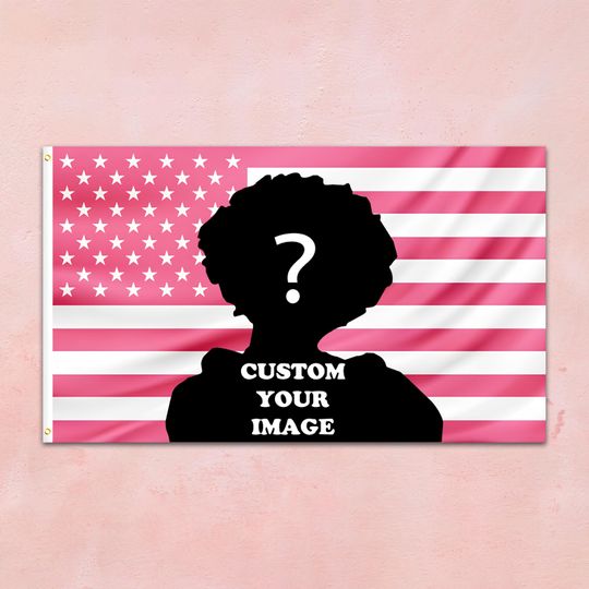 Custom Pink USA Flag Tapestry Aesthetic Room Decor, Custom image Flag Design Your Image Funny Flags, Aesthetic American Flag, Fan Wall Decor