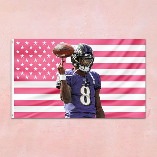 Discover Lamar Jackson Pink USA Flag Tapestry Aesthetic Room Decor  Aesthetic American Flag  Fan Wall Decor