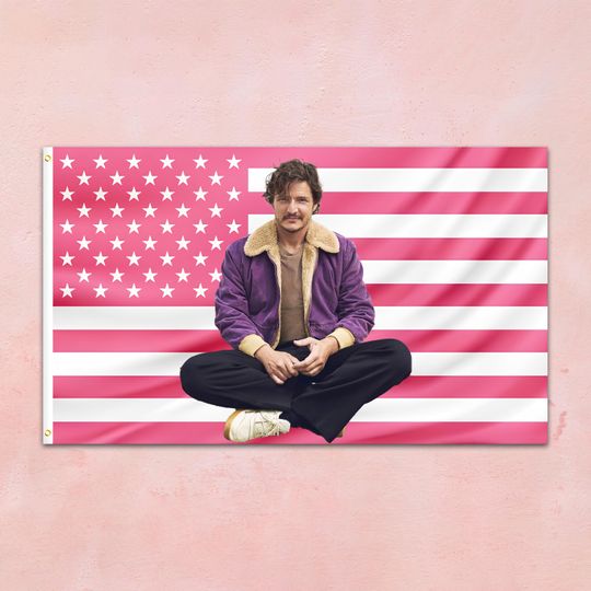 Discover Pedro Pascal Pink American Flag Tapestry Aesthetic Room Decor Wall Hanging Modern Vintage USA Flag Banner