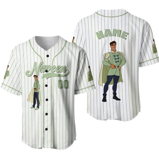 Princess and the Frog Prince Naveen Jersey Shirt, Disney Princess and the Frog Baseball Jersey, Prince naveen Cosplay