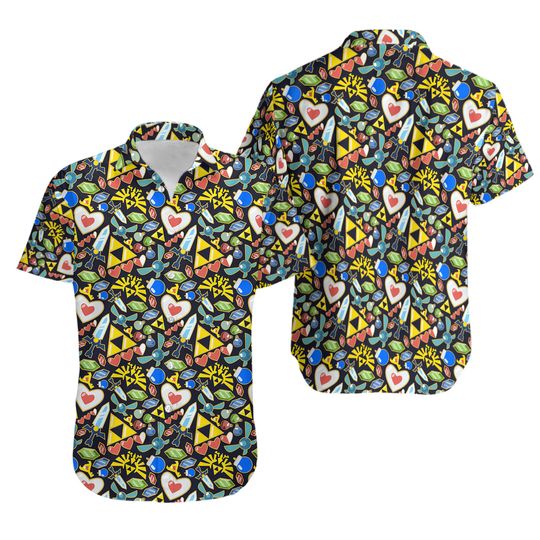 Zelda theme Hawaiians Shirts, Tropical Summer Button Up for Men, Women, Kids, Trending Casual Fashion