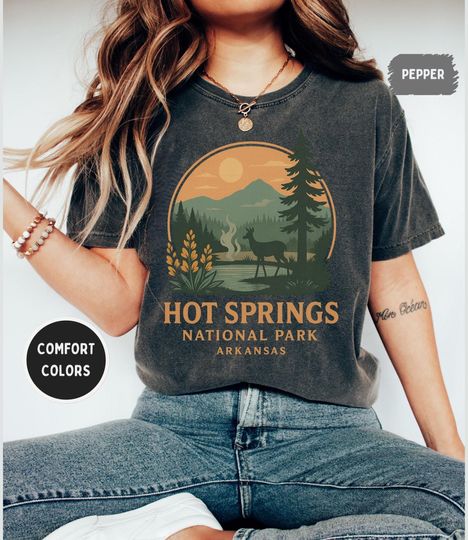Discover Vintage Hot Springs National Park Comfort Colors T-shirt, Unisex Shirt, Retro Arkansas National ParkTee, Mountain Lover Gift, Outdoor hiking
