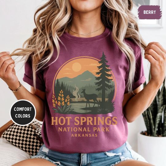 Discover Vintage Hot Springs National Park Comfort Colors T-shirt, Unisex Shirt, Retro Arkansas National ParkTee, Mountain Lover Gift, Outdoor hiking