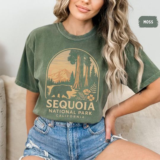 Discover Vintage Sequoia National Park Comfort Colors T-Shirt, Unisex Tee, Soft Cotton Shirt, Nature Lover Gift, Outdoor Adventure Apparel Hiking tee