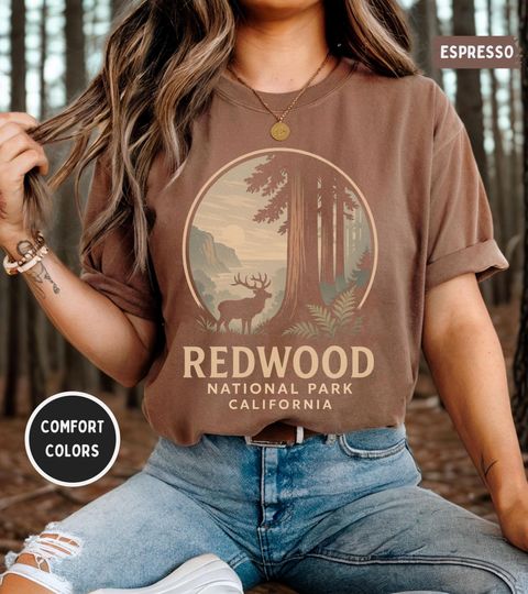 Vintage Redwood National Park T-shirt, Retro Forest Shirt, Nature Lover Gift, Outdoor Adventure Apparel