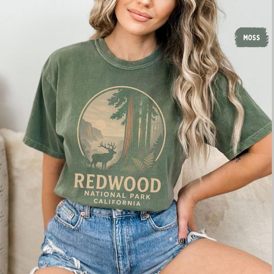 Discover Vintage Redwood National Park Unisex T-shirt, Comfort Colors Tee, Retro Forest Shirt, Nature Lover Gift, Outdoor Adventure Apparel