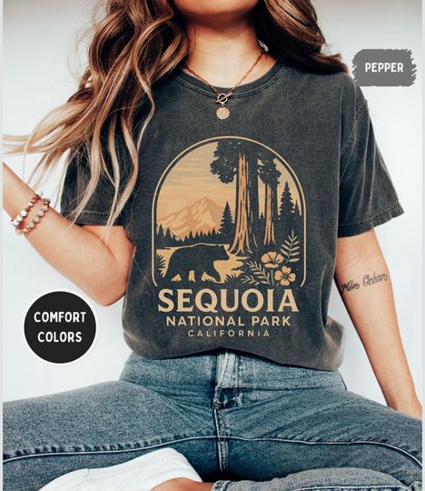 Discover Vintage Sequoia National Park Comfort Colors T-Shirt, Unisex Tee, Soft Cotton Shirt, Nature Lover Gift, Outdoor Adventure Apparel Hiking tee
