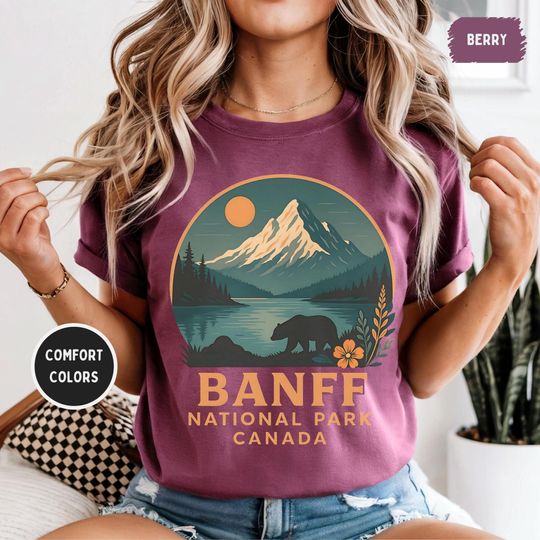Discover Vintage Banff National Park Unisex Garment-Dyed T-shirt, Comfort Colors Tee, Mountain Lover Gift, Outdoor Adventure Shirt, Nature Enthusiast