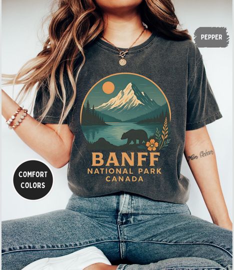 Discover Vintage Banff National Park Unisex Garment-Dyed T-shirt, Comfort Colors Tee, Mountain Lover Gift, Outdoor Adventure Shirt, Nature Enthusiast