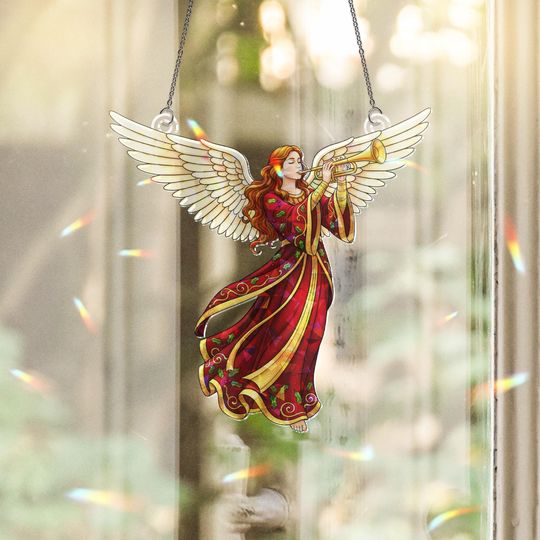 Discover Holographic Acrylic Suncatcher: Window Prism Light Catcher  Angel Design, Color-Shifting, Dangling Decor