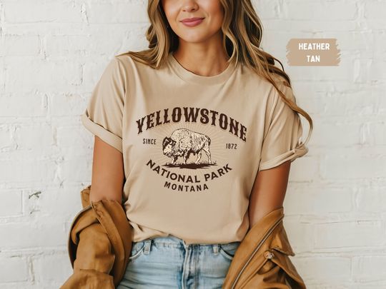 Discover YStone Shirt Retro YStone National Park Shirt, Montana Vintage Inspired T-shirt, YStone National Park Souvenir gift Bison tee