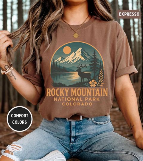 Discover Vintage Rocky Mountain National Park T-Shirt, Retro Nature Tee, Mountain Hike Shirt, Outdoors Adventure Top, Gift for Hiker, Vintage Tee