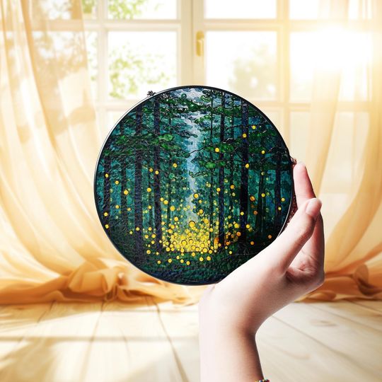 Discover Firefly Forest Glass Suncatcher: Hand Painted Window Hanging