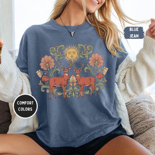 Discover Retro Deers T-shirt, Nature Lover Tee, Vintage Deer Shirt, Springtime Shirt, Comfort Colors Shirt, Outdoor Adventure Top