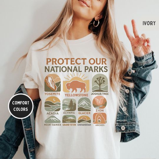 Retro Protect our National Parks T-Shirt, Boho Tee, Nature Lover Gift, Activist gift