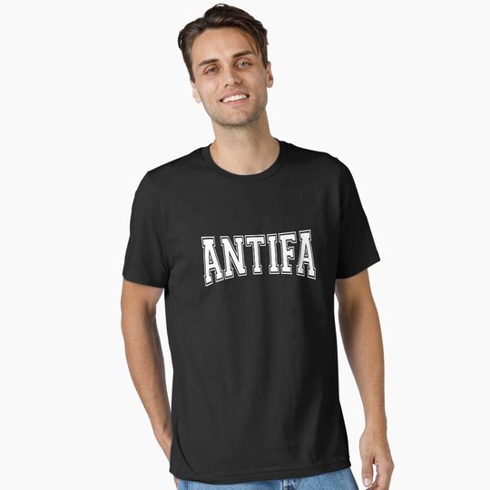 Discover Antifa - Anti-Fascist & Anti-Nationalist White Text Design Essential T-Shirt