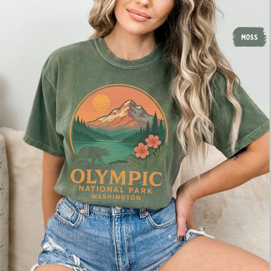 Vintage Olympic National Park T-shirt, Nature Lover Gift, Outdoors Hiking Tee, Mountain Adventure Shirt
