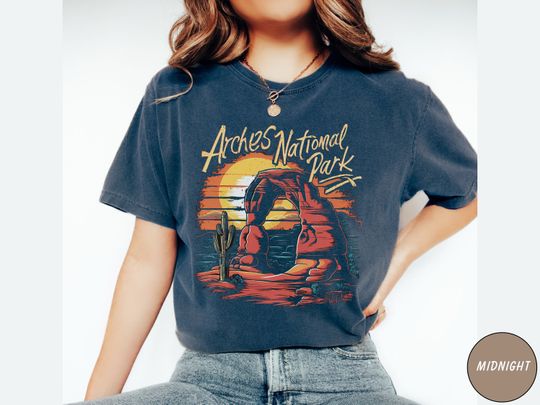 Discover Vintage Arches National Park shirt, Utah Tshirt, Comfort Colors, Arches Hiking T Shirt,  Desert Arches Shirt Moab Shirt National Park Gift