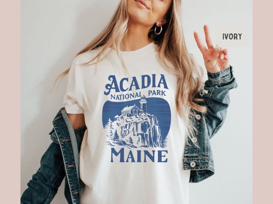 Discover Acadia National Park Comfort Colors Shirt, Maine Shirt, National Park Tee, Bar Harbor Tshirts Travel Tee, Hiking shirt. Granola Girl gift