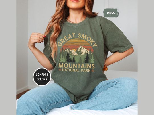Discover Vintage Great Smoky National Park T-shirt, Tennessee Comfort Colors Tee Outdoor Adventure Shirt Men Women Unisex Garment-Dyed Top Gatlinburg