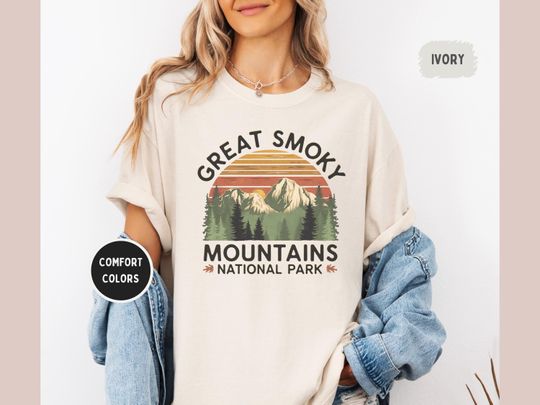 Discover Vintage Great Smoky National Park T-shirt, Tennessee Comfort Colors Tee Outdoor Adventure Shirt Men Women Unisex Garment-Dyed Top Gatlinburg