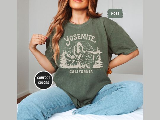 Discover Yosemite National Park Comfort Colors Shirt, Unisex T-shirt, Mountain Hiking Tee, Nature Lover Gift, Outdoor Adventure Apparel
