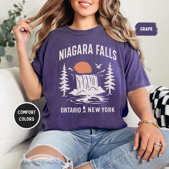 Discover Vintage Niagara Falls Comfort Colors T-shirt, Retro Tee, Unisex Shirt, Tourist Gift, Vacation Apparel Ontario Canada Shirt, Buffalo New York