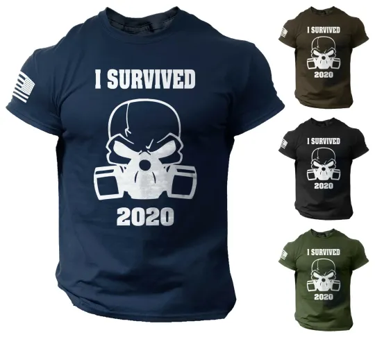 Discover I Survived 2020 Skull T-Shirt USA Flag Fighter T-Shirt American Courage