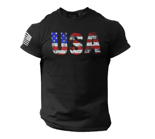 Discover USA Patriotic Cotton T-Shirt, Proudly Printed in America