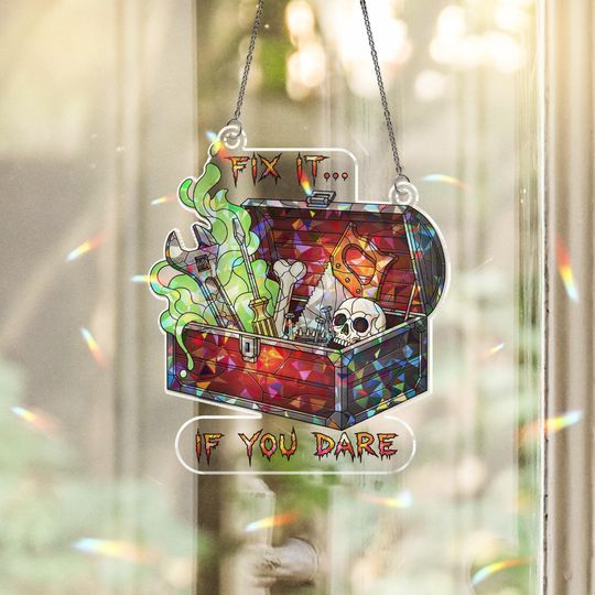 Discover Halloween Toolbox Suncatcher: Creepy Gothic Tool Chest Decor