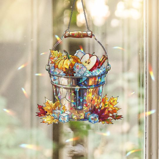 Discover Holographic Broken Glass Suncatcher: Fall Harvest, Science Decor