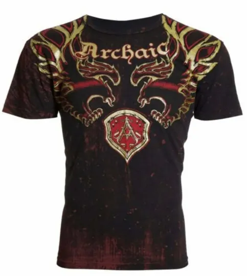 Archaic Affliction Men's T-Shirt RIDE IT Crewneck Biker Tattoo Black