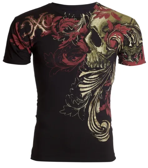 Xtreme Couture Affliction Men's 3D Skull T-Shirt Telephus Black Biker
