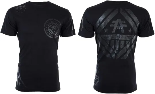 Discover AMERICAN FIGHTER Men's T-Shirt AVERETT Black Athletic Biker MMA S-4XL