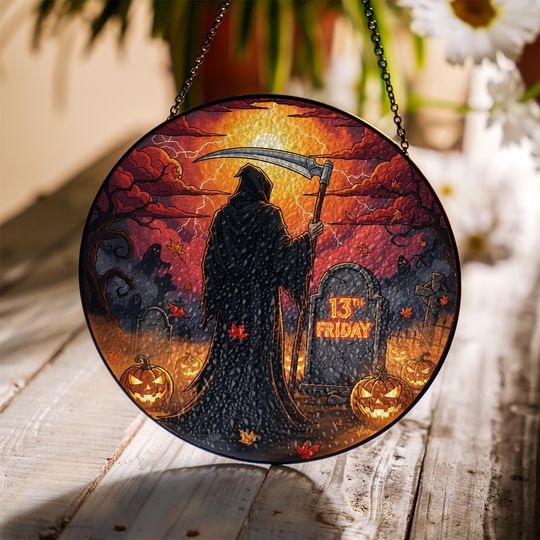 Discover Autumn Glass Suncatcher: Fall Leaves & Mushroom Art Panel