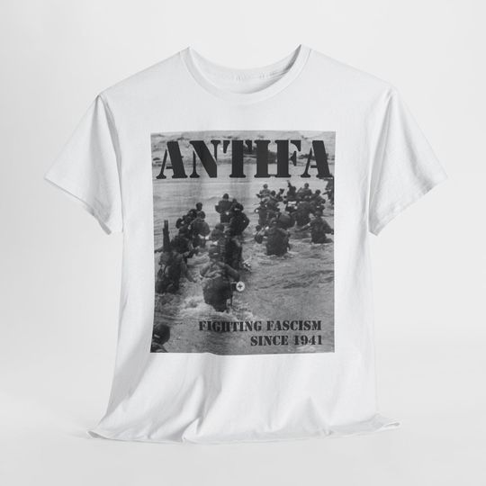 Discover ANTIFA Fighting Fascism Since 1941 T-Shirt | WWII Soldiers Protest Tee | Anti Fascist Political Shirt | Reclaim Liberty Graphic Top