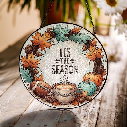 Discover Fall Glass Suncatcher: Deer & Oak Tree Window Hanging