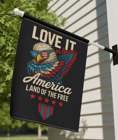 Discover American Flag (subtle) Love it or leave- Eagle Patriotic Land of the Free Garden house Banner USA Patriotic Military Veterans Army Navy
