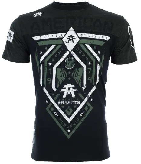 Discover American Fighter Men's T-shirt FAIRBANKS Athletic Biker Black MMA S-3XL