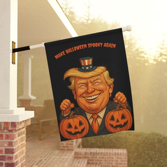 Discover Halloween Trick or Treat Spooky Primitive Trump Art House Banner, Exterior Decor, Scary Holiday Pumpkins, Halloween Decorations