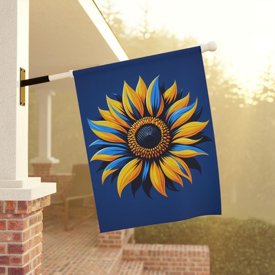 Discover Pole Banner, Ukrainian Yellow Blue Flower, Patriotic Garden Decor, House Wall Art, Outdoor Ukraine Flag, Yard Decoration, Support Ukraine