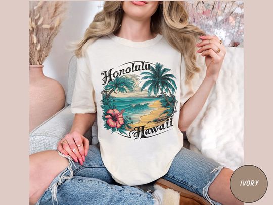 Discover Honolulu shirt, Vintage Hawaii Tshirt, Beach tshirt, Hibiscus tee, Beachy tshirt, Summer Gifts Surf tee, Aloha Tshirt